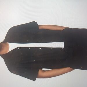 NWT Gap Linen-Cotton Short-sleeve Shirt, Black, Large Tall